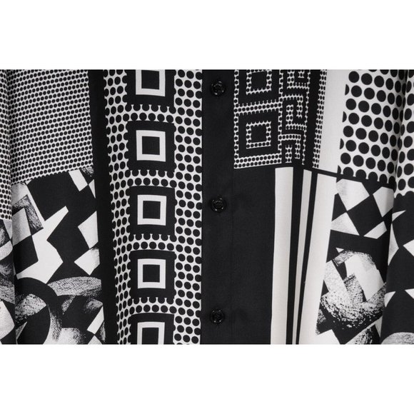Verscae Mens Button Down Size Shirt 40 15 3/4 Black White Silk Medusa Print - Picture 5 of 11